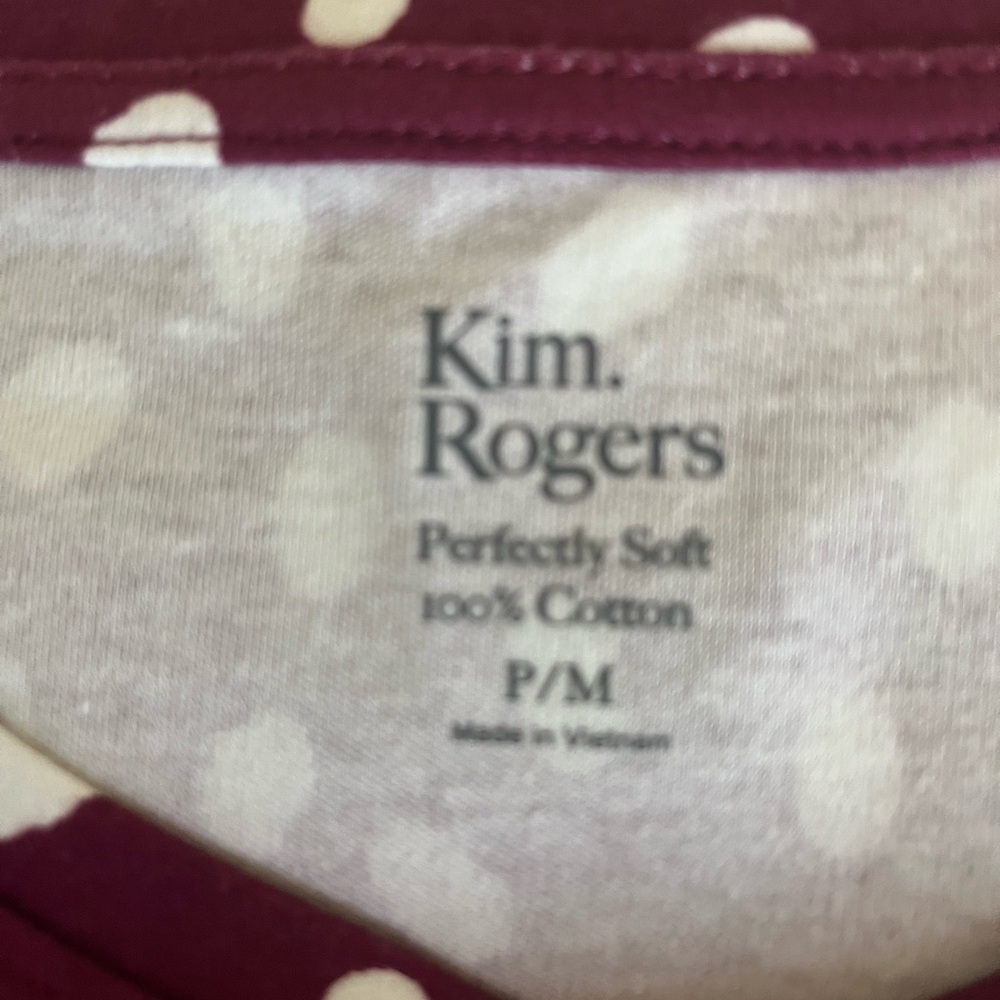 Kim Rogers Women's Burgundy and White Dot Blouse 3/4 Sleeve Sz‎ P/M - Picture 7 of 7